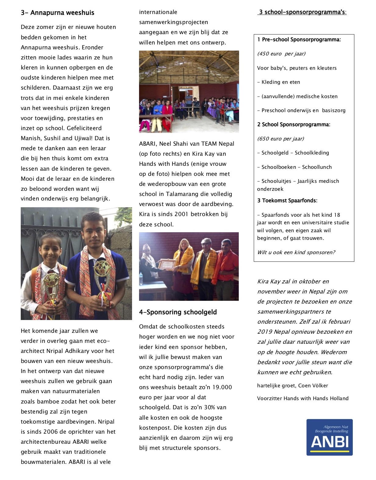 Nieuwsbrief Nepal 2018 1 Hands with Hands Holland 01
